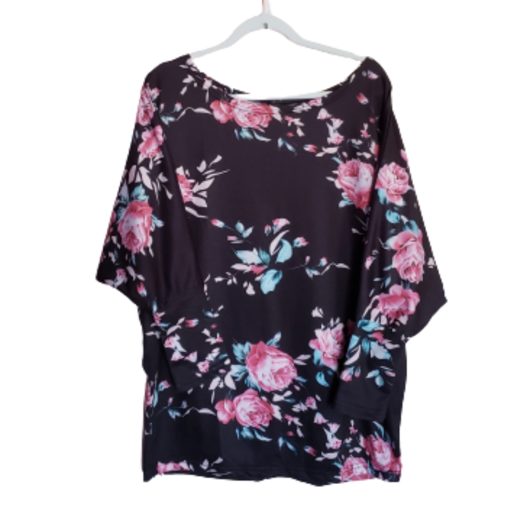 Floral Batwing Sleeve Off The Shoulder Tunic Top Size XL